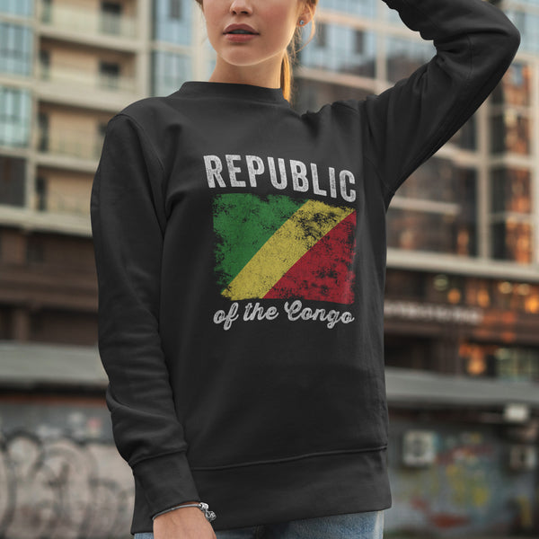 Republic of the Congo Flag Distressed Sweatshirt