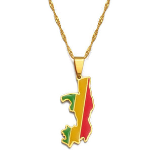 Republic of the Congo Flag Map Necklace