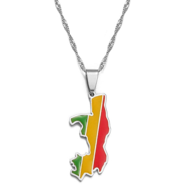 Republic of the Congo Flag Map Necklace