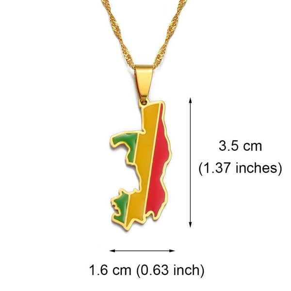 Republic of the Congo Flag Map Necklace