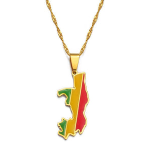 Republic of the Congo Flag Map Necklace