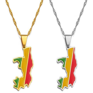 Republic of the Congo Flag Map Necklace