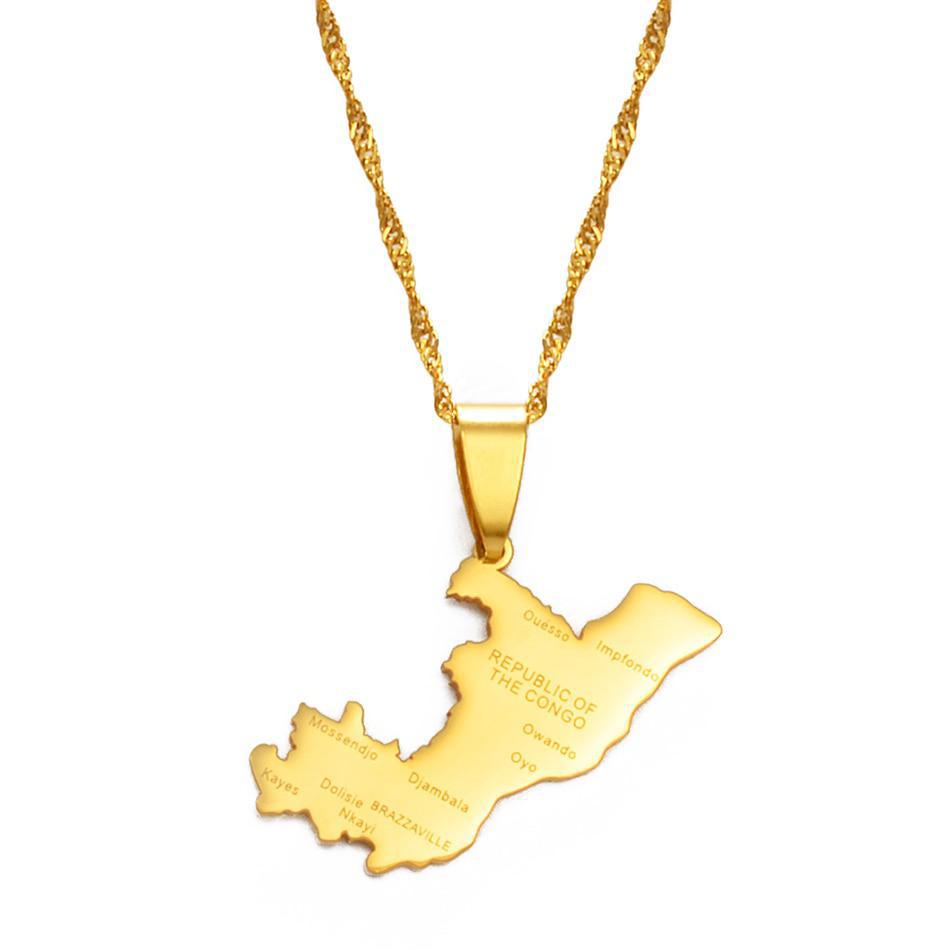 Republic of the Congo Map Necklace