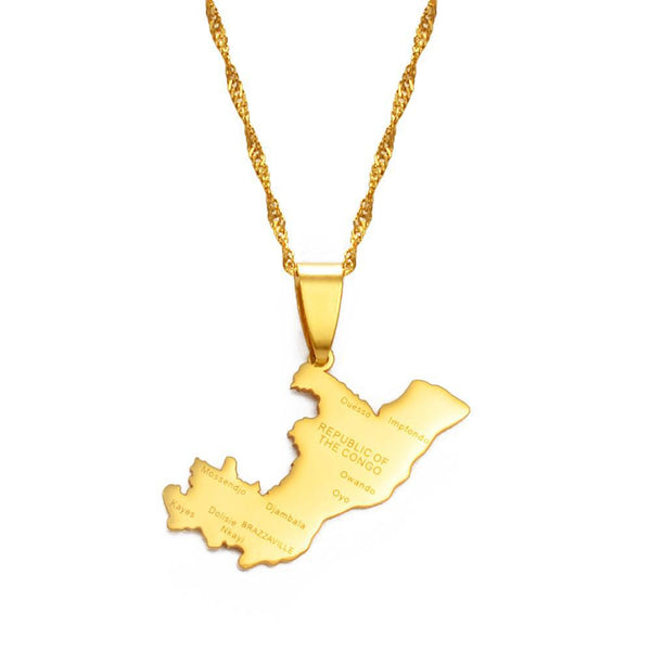 Republic of the Congo Map Necklace