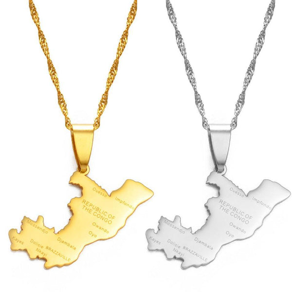 Republic of the Congo Map Necklace