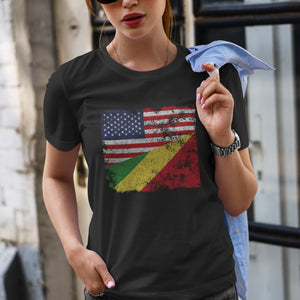Republic of the Congo USA Flag T-Shirt