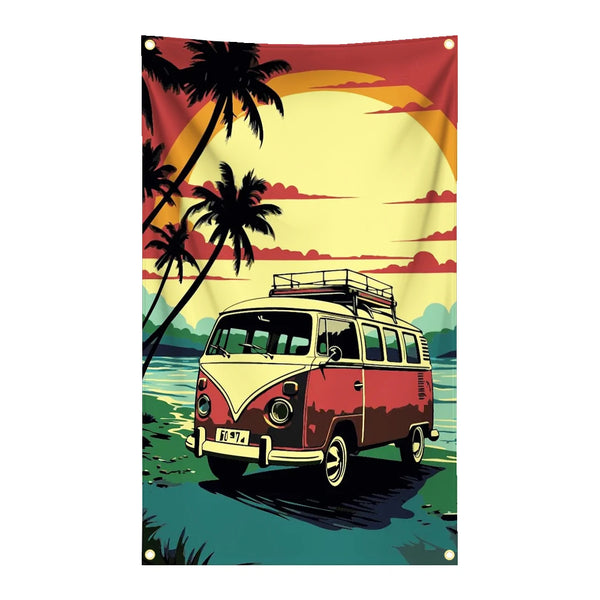Retro Camper Van Flags - 90x150cm(3x5ft) - 60x90cm(2x3ft)