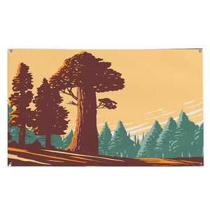 Retro Forest Landscape Flag - 90x150cm(3x5ft) - 60x90cm(2x3ft) - Boho Woodland Flag