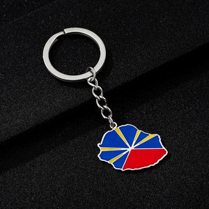 Réunion Flag Map Keychain