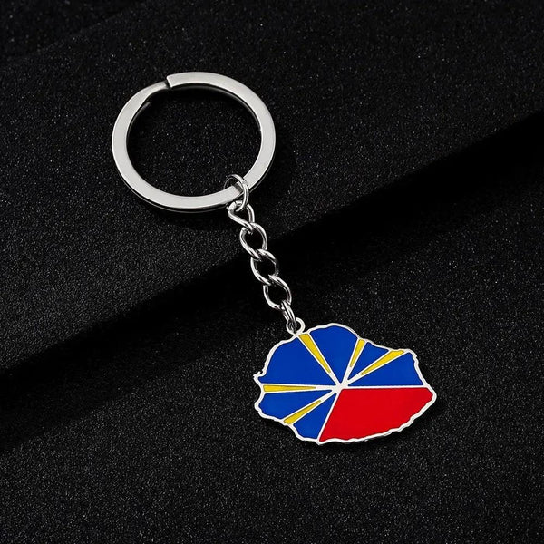 Réunion Flag Map Keychain