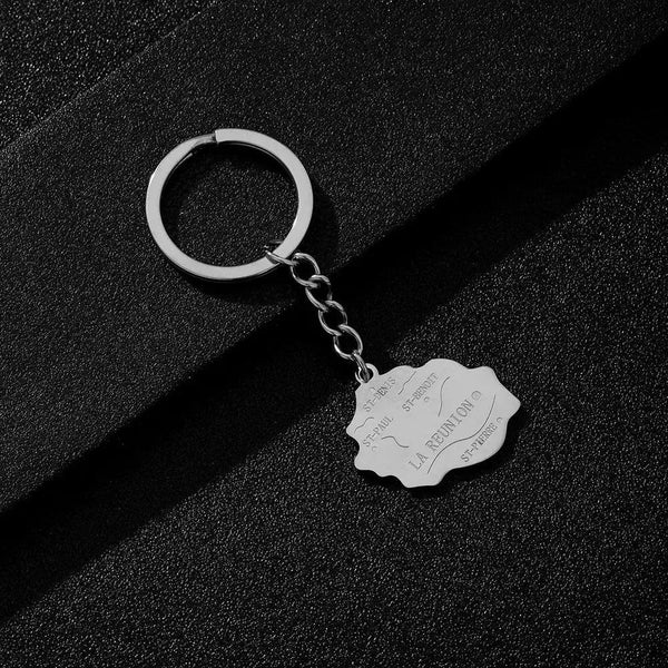Réunion Flag Map Keychain