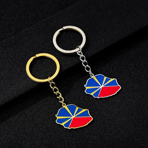 Réunion Flag Map Keychain