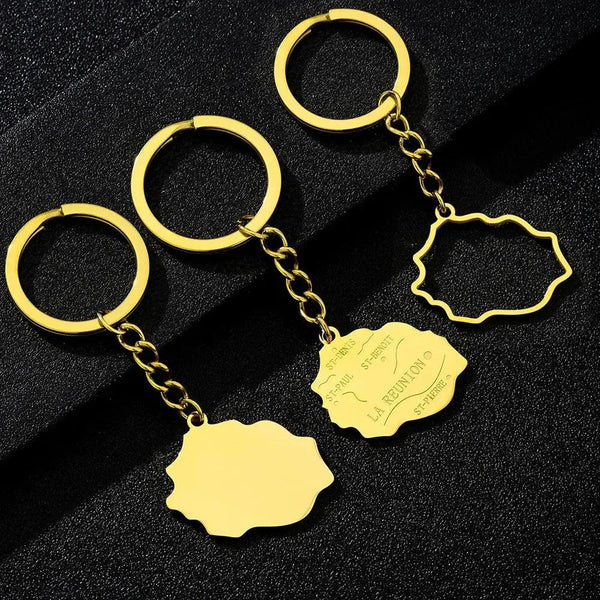 Réunion Flag Map Keychain