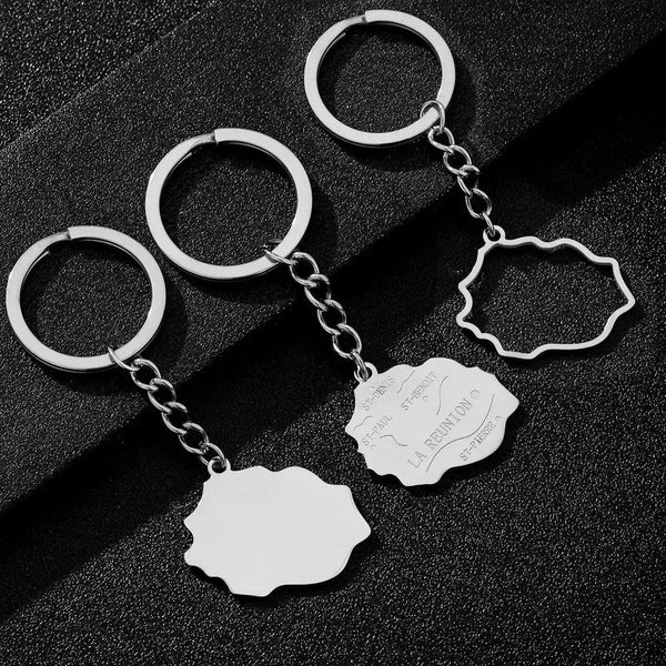 Réunion Flag Map Keychain