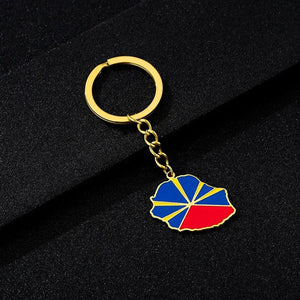 Réunion Flag Map Keychain