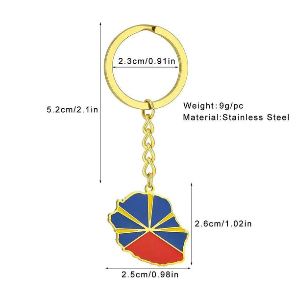 Réunion Flag Map Keychain