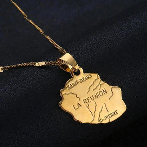 Reunion Island Map Necklace