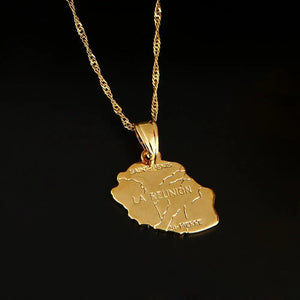 Reunion Island Map Necklace