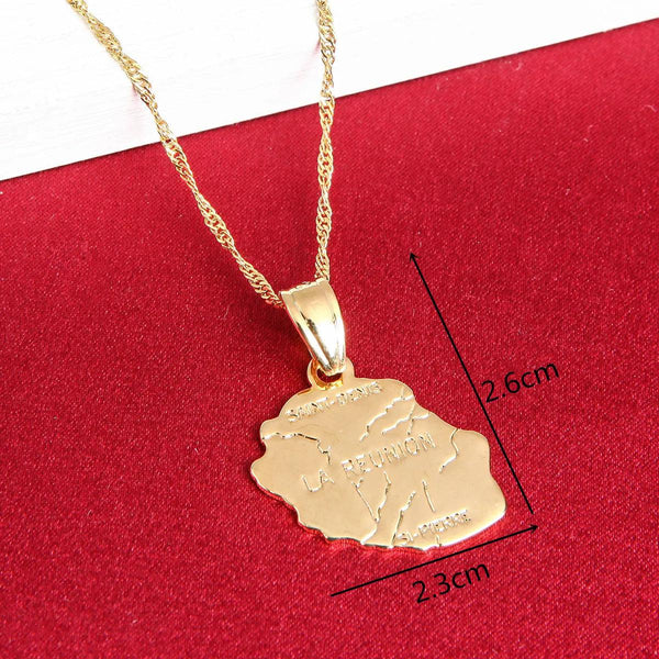 Reunion Island Map Necklace