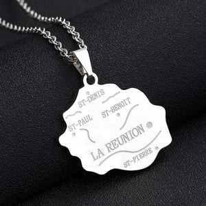 Reunion Island Map Necklace