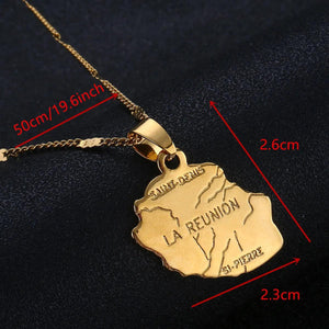 Reunion Island Map Necklace