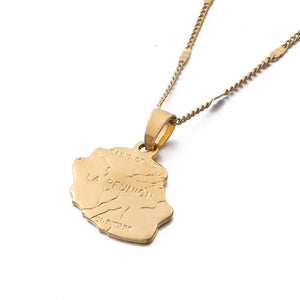 Reunion Island Map Necklace