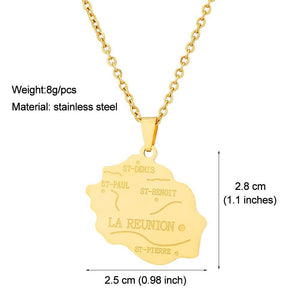 Reunion Island Map Necklace