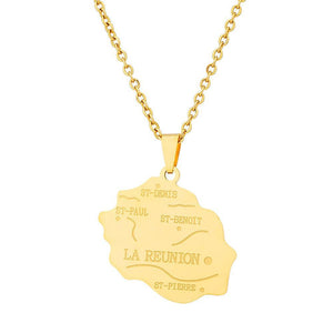 Reunion Island Map Necklace