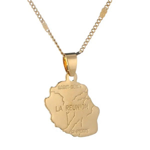 Reunion Island Map Necklace