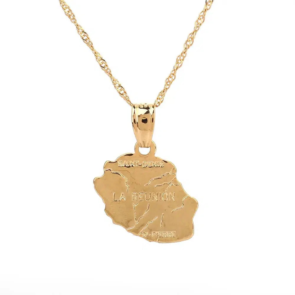 Reunion Island Map Necklace