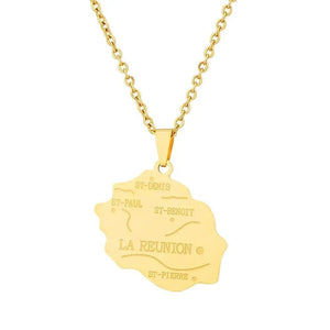 Reunion Island Map Necklace