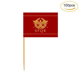 Roman Empire SPQR Flag Toothpicks - Cupcake Toppers (100Pcs)