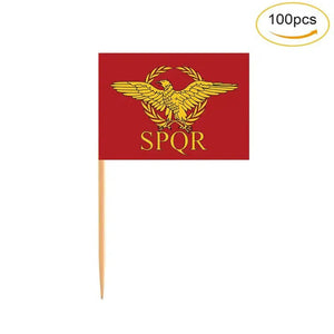 Roman Empire SPQR Flag Toothpicks - Cupcake Toppers (100Pcs)
