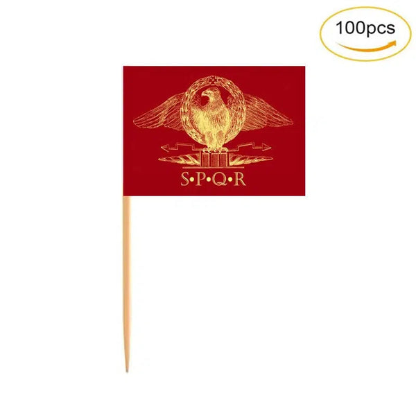 Roman Empire SPQR Flag Toothpicks - Cupcake Toppers (100Pcs)