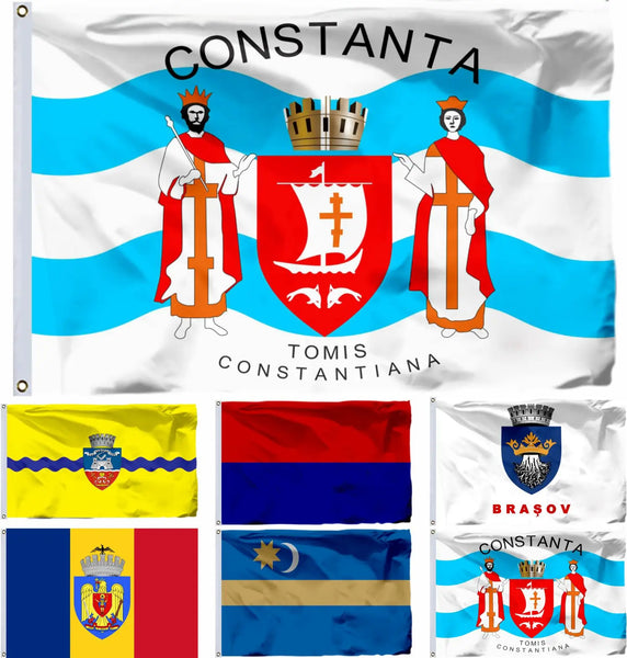 Romania City Flags - Romanian Municipality Flags - 90x150cm(3x5ft) - 60x90cm(2x3ft)
