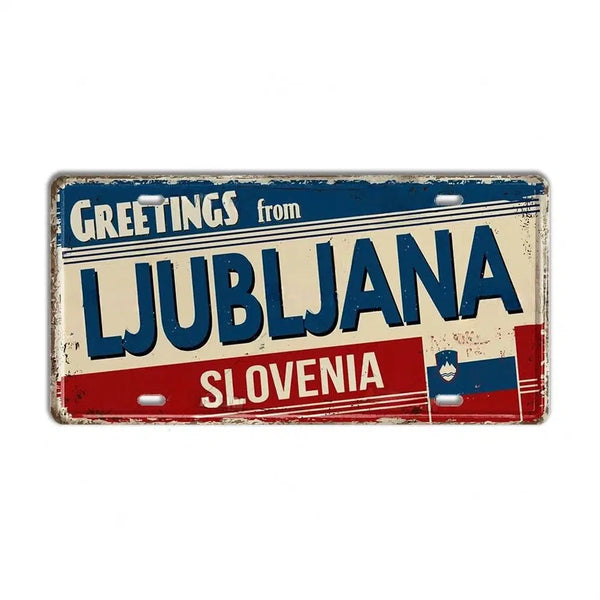 Romania, Croatia, Estonia, Latvia & Ukraine Flag License Plates