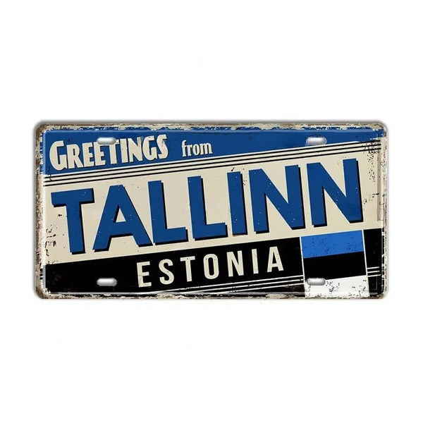 Romania, Croatia, Estonia, Latvia & Ukraine Flag License Plates