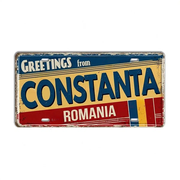 Romania, Croatia, Estonia, Latvia & Ukraine Flag License Plates