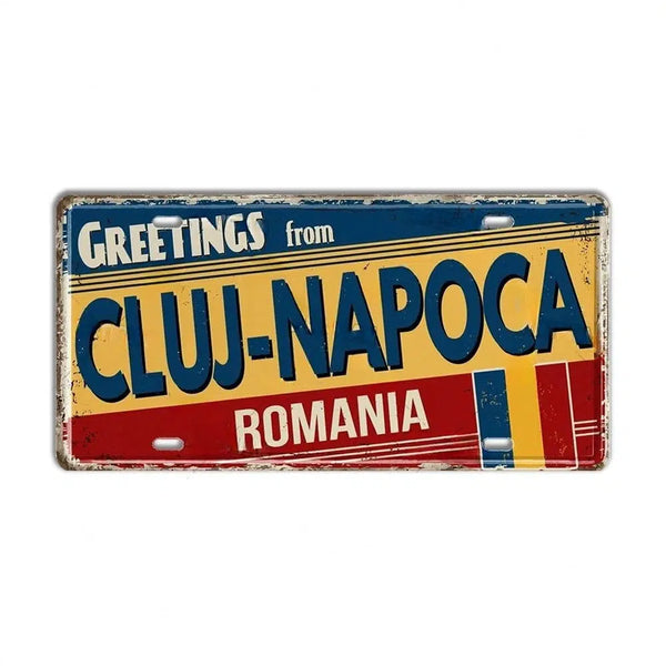 Romania, Croatia, Estonia, Latvia & Ukraine Flag License Plates