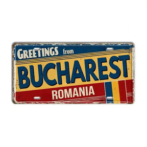 Romania, Croatia, Estonia, Latvia & Ukraine Flag License Plates