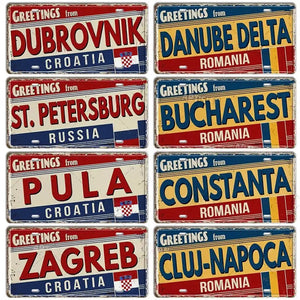 Romania, Croatia, Estonia, Latvia & Ukraine Flag License Plates