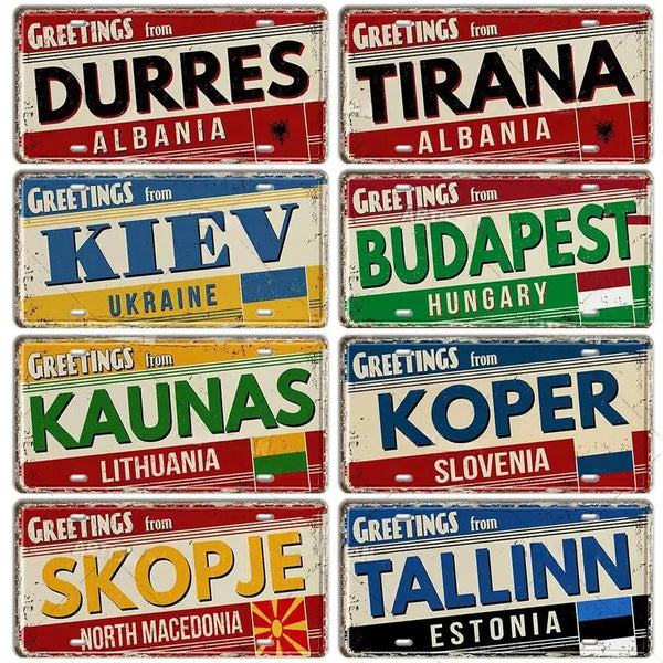 Romania, Croatia, Estonia, Latvia & Ukraine Flag License Plates