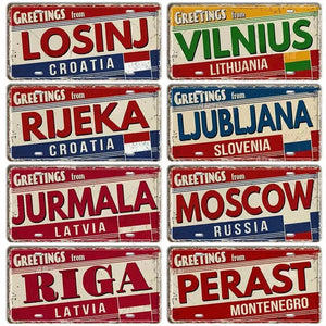 Romania, Croatia, Estonia, Latvia & Ukraine Flag License Plates