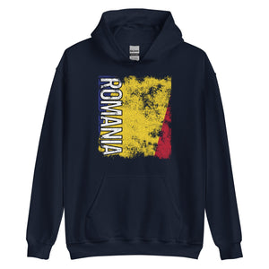 Romania Flag - Distressed Flag Hoodie