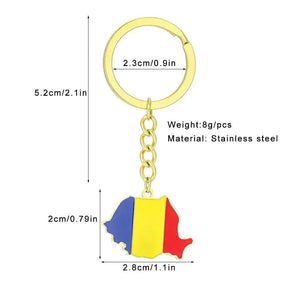 Romania Flag Map Keychain