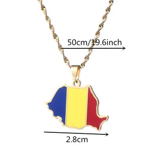 Romania Flag Map Necklace