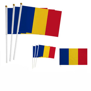 Romania Flag on Stick - Small Handheld Flag (50/100Pcs)