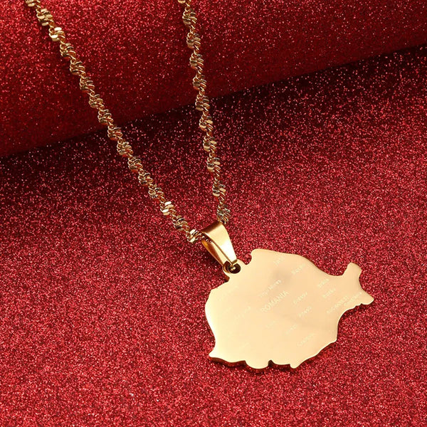 Romania Map Necklace