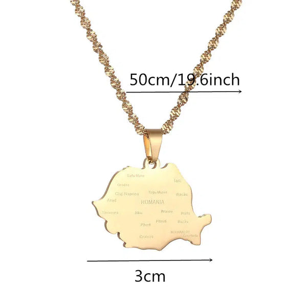 Romania Map Necklace