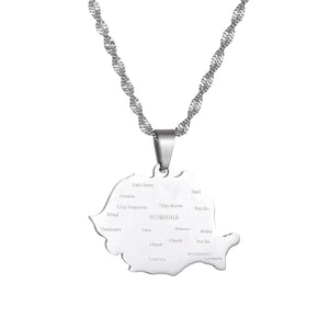Romania Map Necklace